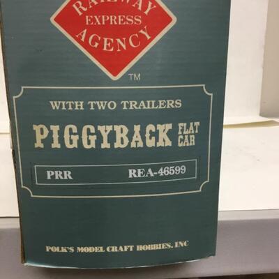 Aristocraft Railway Express Agency G scale PRR Piggyback flat car w/2 trailers REA46599