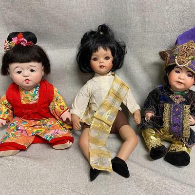 Variety Lot of 3 Ethnic Asian Dolls