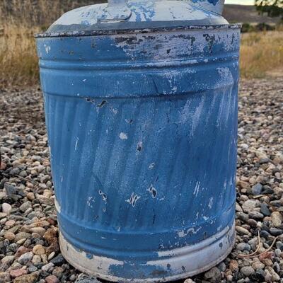 Lot 35: Vintage Farmhouse Blue and White Metal Can with Cap