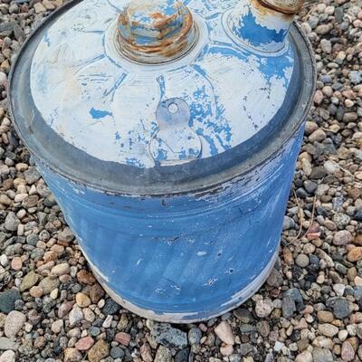 Lot 35: Vintage Farmhouse Blue and White Metal Can with Cap