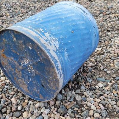 Lot 35: Vintage Farmhouse Blue and White Metal Can with Cap