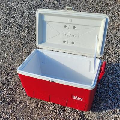 Lot 40: Large Red and White IGLOO Cooler