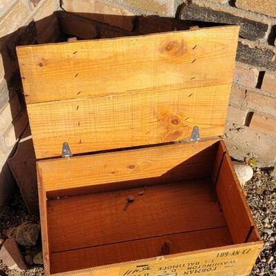 Lot 45: Vintage Wine Crate w/ Original Graphics + Hinge Lid