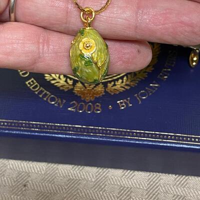 Imperial Treasures Joan Rivers Jeweled Egg Trinket Box with Necklace