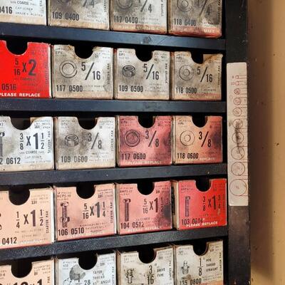 Lot 46: Vintage Assorted Hardware Display Organizer w/ ALL Original Cardboard Trays