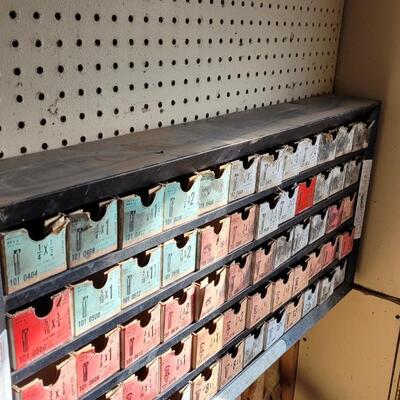 Lot 46: Vintage Assorted Hardware Display Organizer w/ ALL Original Cardboard Trays