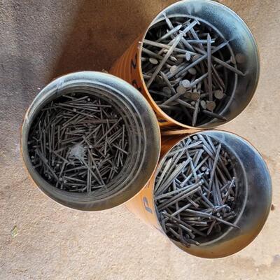 Lot 48: (3) Handpainted Vintage Farmhouse Hardware Storage Cans w/ Hardware Included