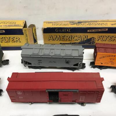 S Gauge American Flyer Freight consist-steam locomotive, tender and 8 cars 1950's