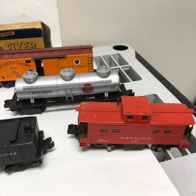 S Gauge American Flyer Freight consist-steam locomotive, tender and 8 cars 1950's