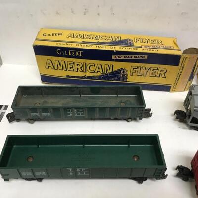 S Gauge American Flyer Freight consist-steam locomotive, tender and 8 cars 1950's