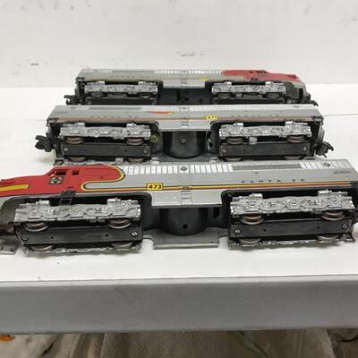 S Gauge American Flyer Santa Fe A-B-A diesel locomotive set