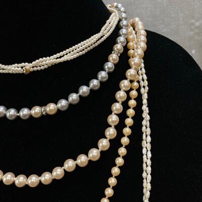 Variety Lot of 8 Necklaces - Faux Pearl and Gold Tone