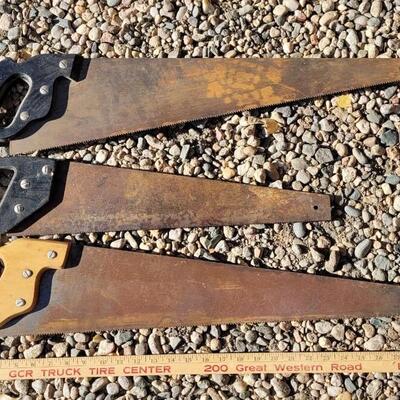Lot 54: (3) Vintage Farm Hand Saws