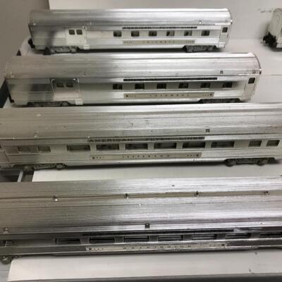 S scale American Flyer passenger consist. 4-8-4 UP steam locomotive and tender plus 8 cars