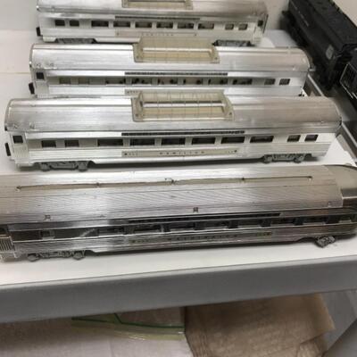 S scale American Flyer passenger consist. 4-8-4 UP steam locomotive and tender plus 8 cars