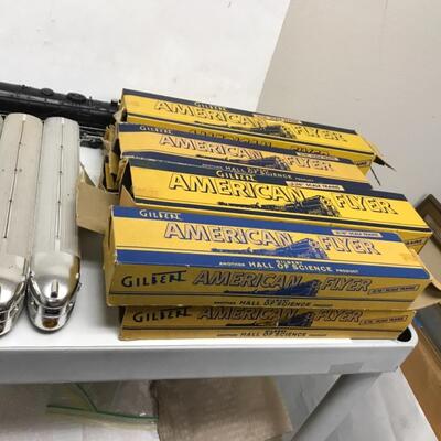 S scale American Flyer passenger consist. 4-8-4 UP steam locomotive and tender plus 8 cars