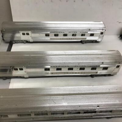 S scale American Flyer passenger consist. 4-8-4 UP steam locomotive and tender plus 8 cars