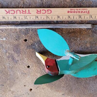 Lot 58: Vintage Handpainted Folk Art Stick Bird
