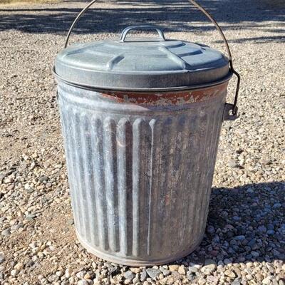 Lot 61: Vintage Farmhouse 15" x 17" Metal Storage Can w/ Lid