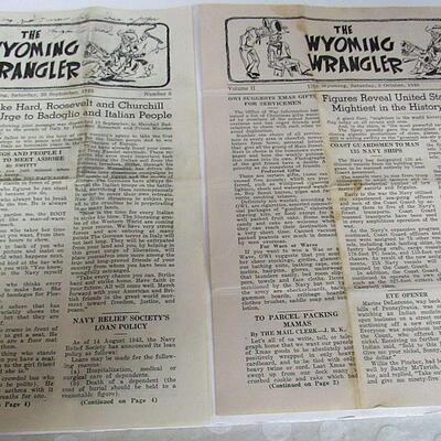 Wyoming Wrangler Papers, 9/25/43, 10/9/43, and 10/23/43, and Photo of Camp Livingston, LA