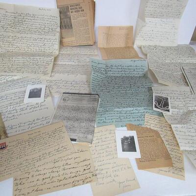Large Lot of Vintage WWII Letters, Few Photos, Paper Ephemera
