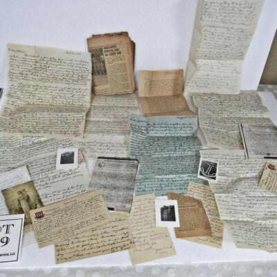 Large Lot of Vintage WWII Letters, Few Photos, Paper Ephemera