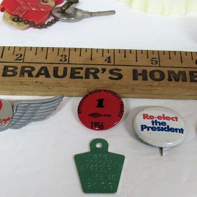 Misc Smalls, Wise Owl Cleaners Owl Key Ring, Bottle Opener, Jack Knives, Old Dog Tags, Sharpening Stone, Etc