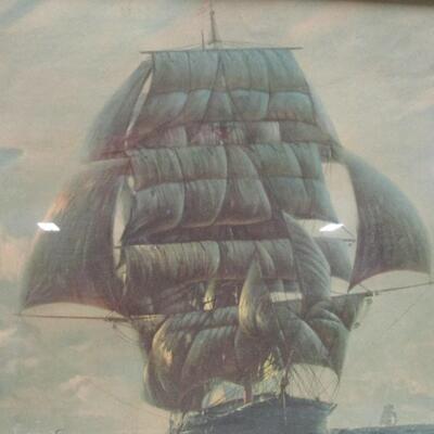 Vintage G.G. Reynaud Framed Clipper Ship Print Nautical 32