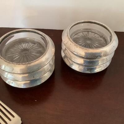 D618 Sterling Glass Coasters, Fork,Divided Nut Bowl