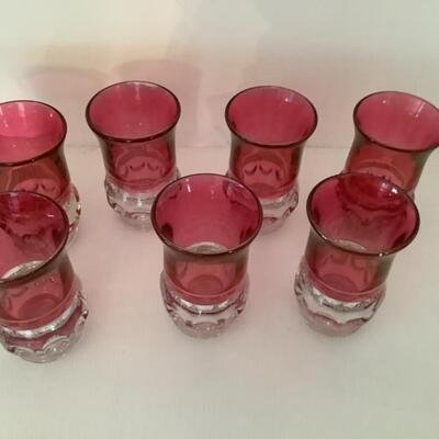 D621 Vintage Ruby Flash Glass Tiffin Thumbprint Water Ice tea Tumblers