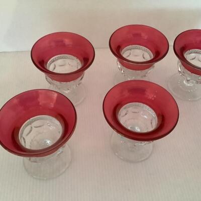 D622 Vintage Ruby Flash Glass Tiffin Thumbprint Goblets