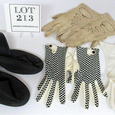 Vintage Swimming Shoes, No Heel Ankle Straps, and Lot of Vintage Gloves