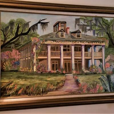 Lot #297  Large Original Oil on Canvas "Seven Oaks Plantation"