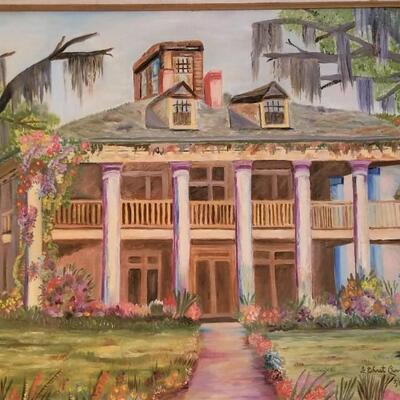 Lot #297  Large Original Oil on Canvas "Seven Oaks Plantation"