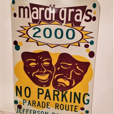 Lot #301  Jefferson Parish Mardi Gras 2000 No Parking Sign
