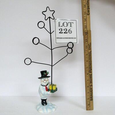 Snowman Christmas Card or Ornament Holder, Resin and Wire