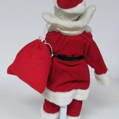 Bisque and Fabric Santa Doll on Stand