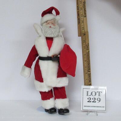 Bisque and Fabric Santa Doll on Stand
