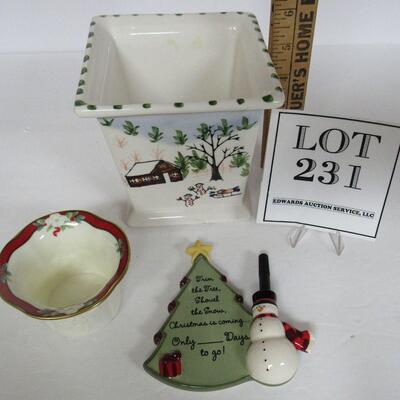 Christmas Votive Cup, Pfaltzgraff Yuletide Pattern, Flower Pot, Ceramic Days Until Christmas Snowman