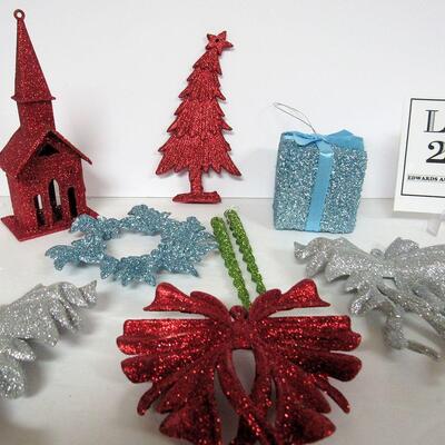 Fun Lot of Colorful Plastic Glitter Christmas Ornaments
