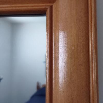 Lot 323: Wooden Frame Mirror & MCM Lamp