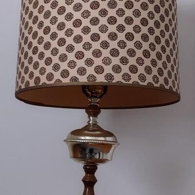 Lot 323: Wooden Frame Mirror & MCM Lamp