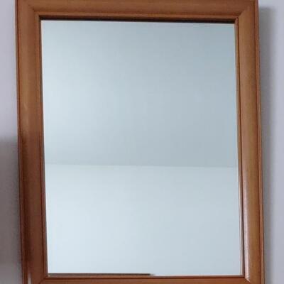 Lot 323: Wooden Frame Mirror & MCM Lamp