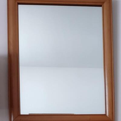 Lot 323: Wooden Frame Mirror & MCM Lamp