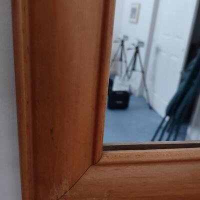 Lot 323: Wooden Frame Mirror & MCM Lamp