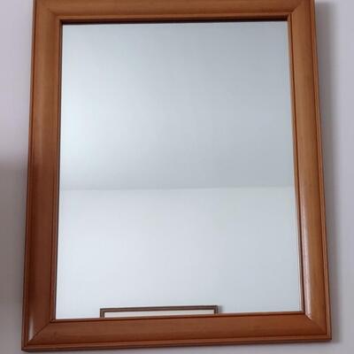 Lot 323: Wooden Frame Mirror & MCM Lamp