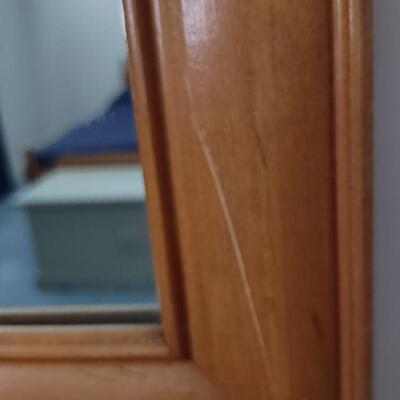 Lot 323: Wooden Frame Mirror & MCM Lamp