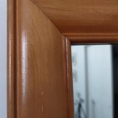 Lot 323: Wooden Frame Mirror & MCM Lamp