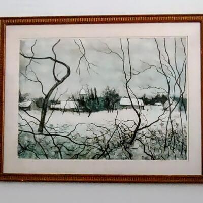 Lot 329: Vintage Winter Scene Wall Art