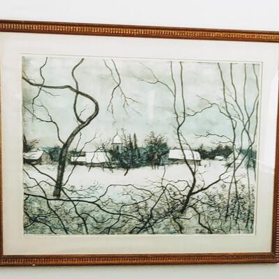 Lot 329: Vintage Winter Scene Wall Art
